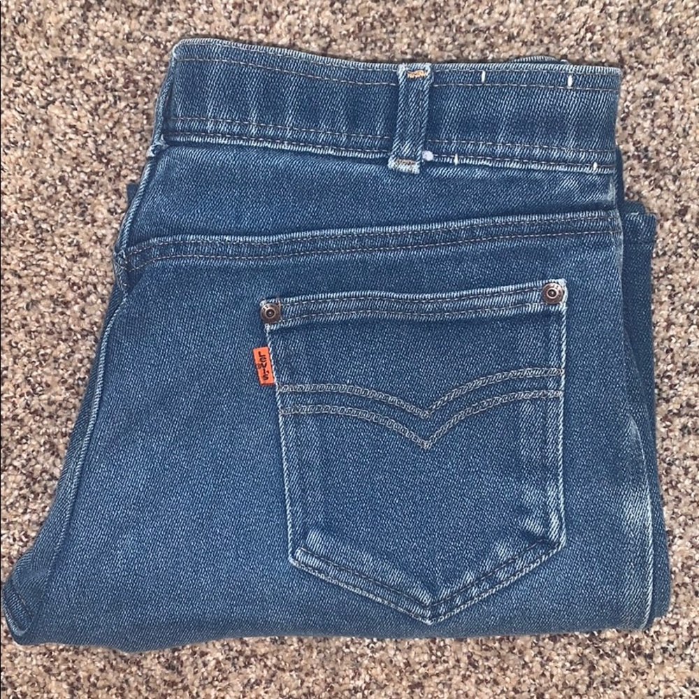 RARE 70s VINTAGE LEVIS ORANGE TAB W/Embrod cowboy